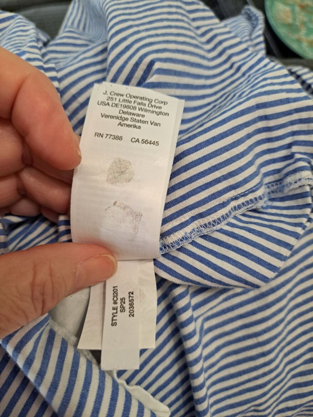 J.Crew Womens Blue White Striped Puff-Sleeve Button-Down Peplum Shirt Dress 8 - Picture 8 of 9